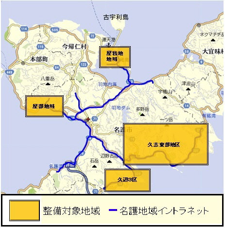 整備対象地域と名護地域イントラネット